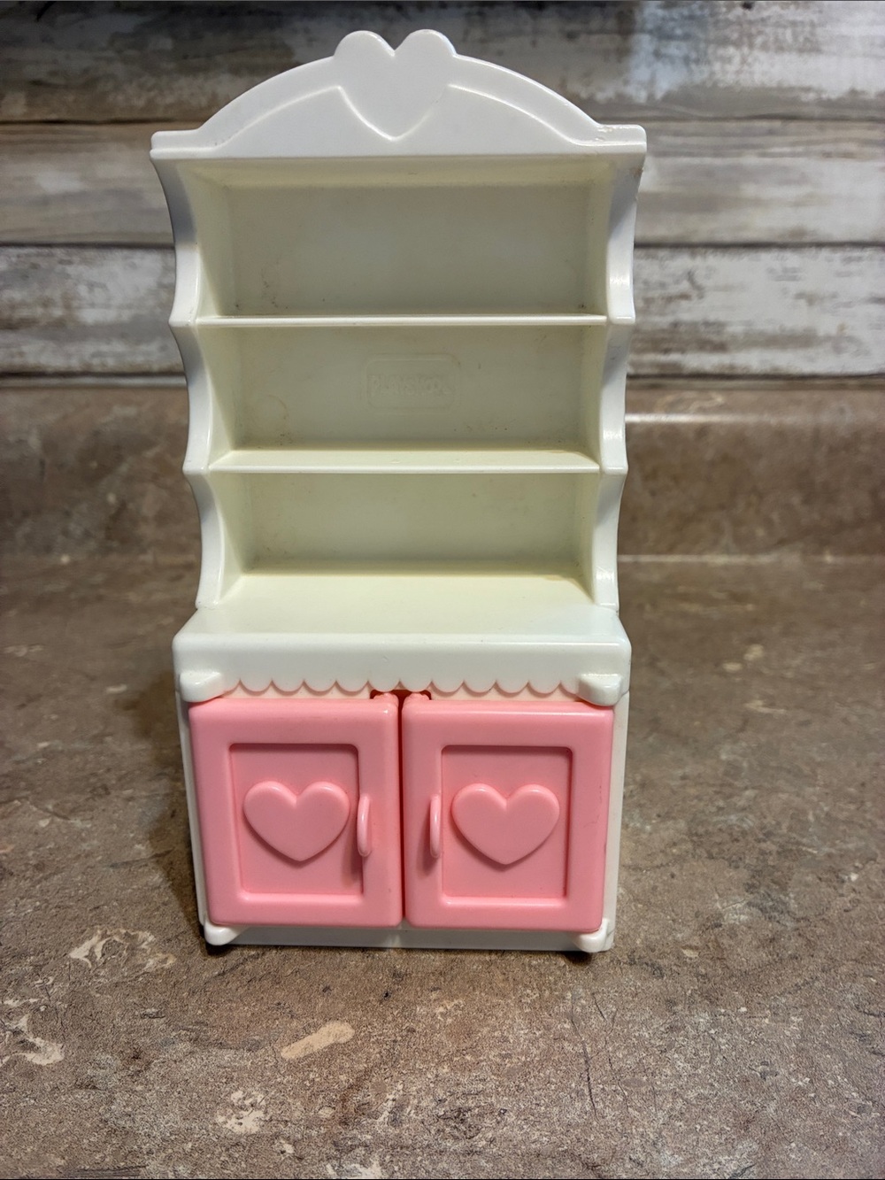 Playskool 1994 Pink & White Heart Cabinet Toy Hutch